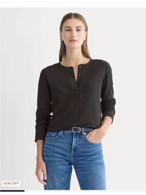 Everlane Black waffle Henley size s
